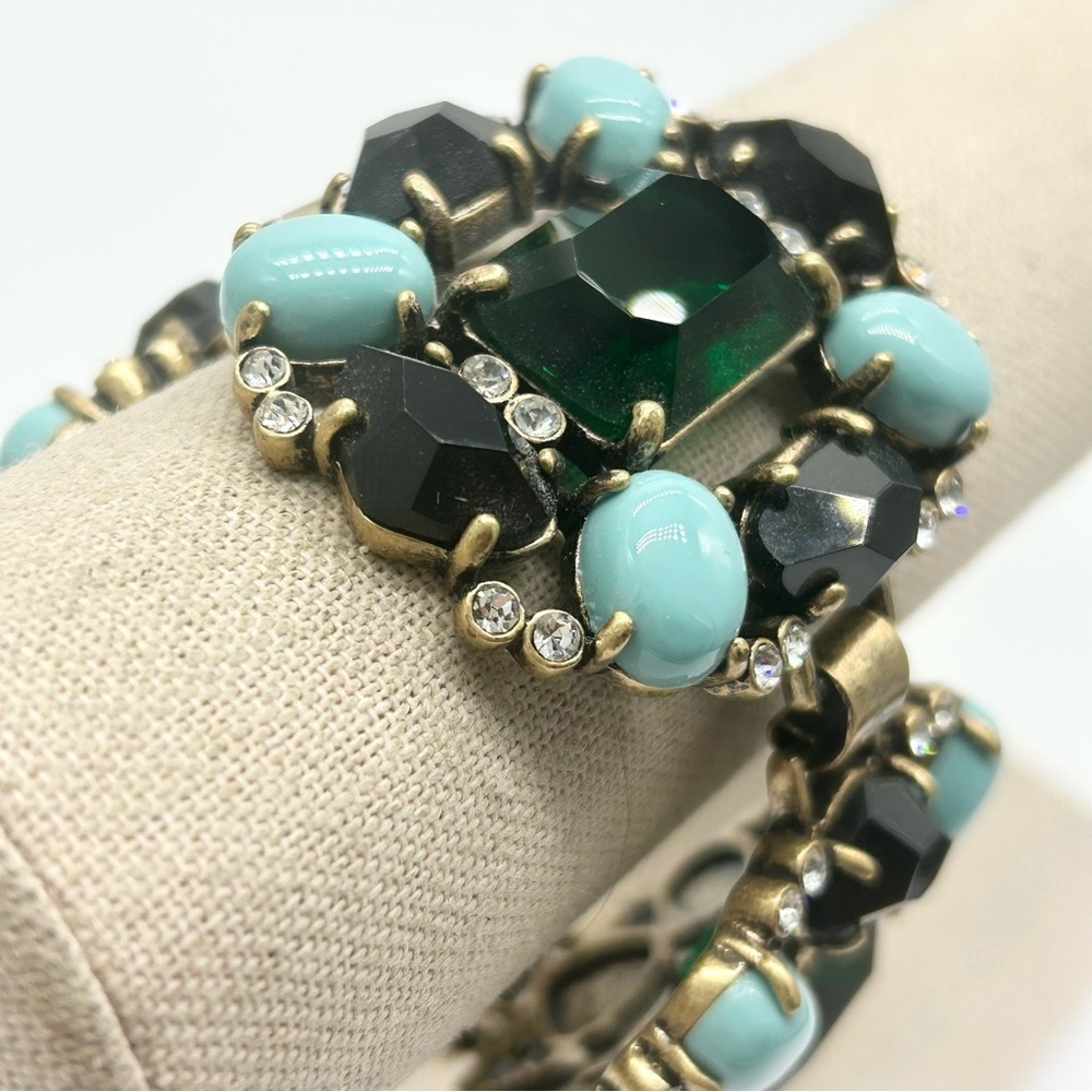 J. Crew Blue Green Black Jeweled Bracelet